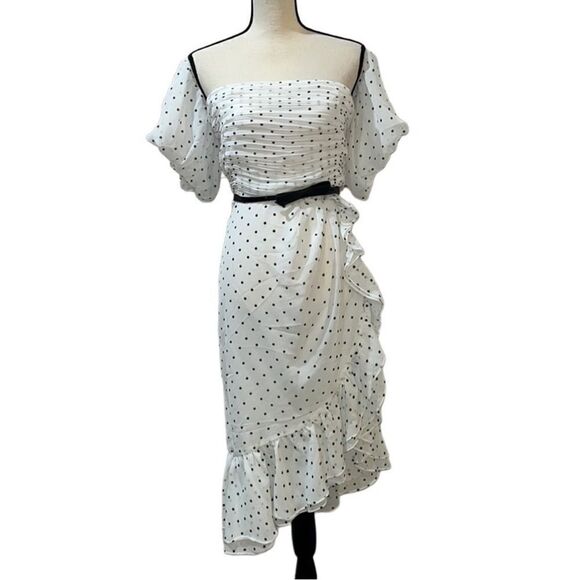 FTF Off-the-Shoulder Polka Dot Print Ruffle Dress - Picture 2 of 14